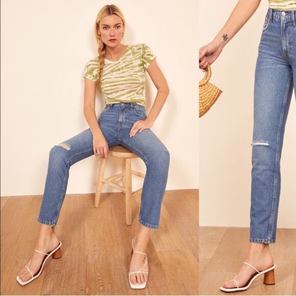Reformation Julia High Waisted Cigarette Jeans Sonoma Destroyed color size 27 - Picture 3 of 12